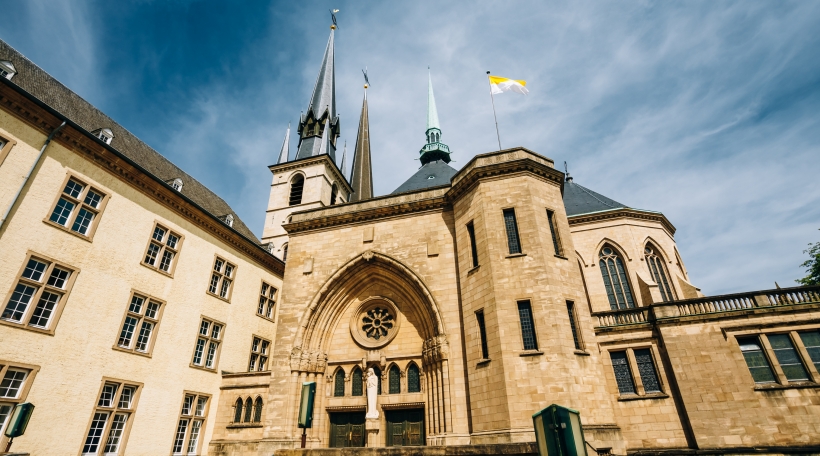 Notre-Dame Cathedral, Luxembourg is the Roman Catholic Cathedral. Grand Duchy of Luxembourg. It was originally a Jesuit church, and its cornerstone was laid in 1613.