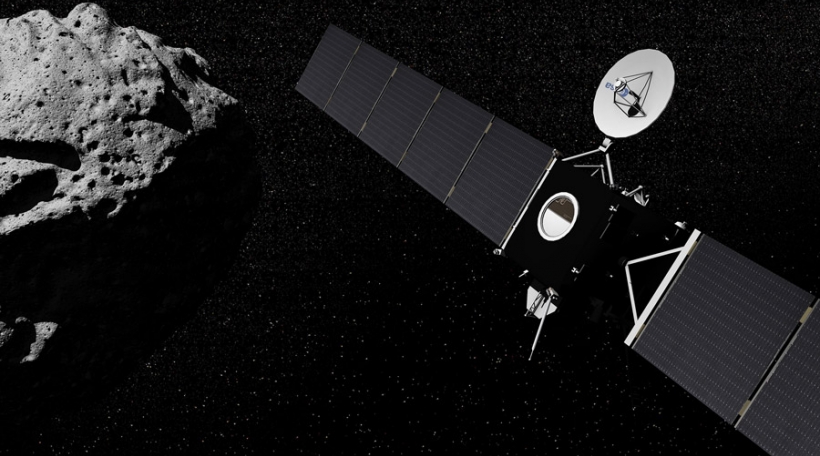 Rosetta probe and asteroid- 3D render