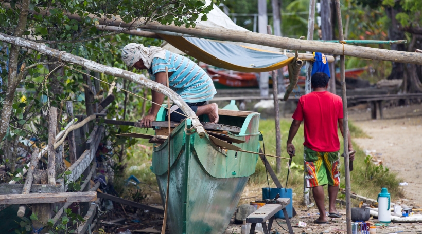 BUKANA, PHILIPPINES - FEB. 10: The life of the inhabitants of the Philippine fishing village FEB. 10, 2016 in Bucana Philippines.