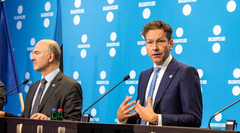 Pierre Moscovici a Jeroen Dijsselbloem, Pressekonferenz  Eurogrupp zu Tallinn