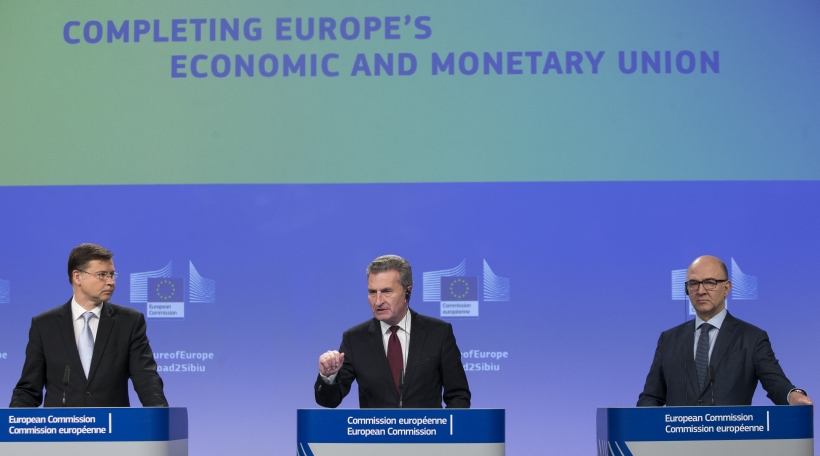 Valdis Dombrovskis, Günther Oettinger, Pierre Moscovici