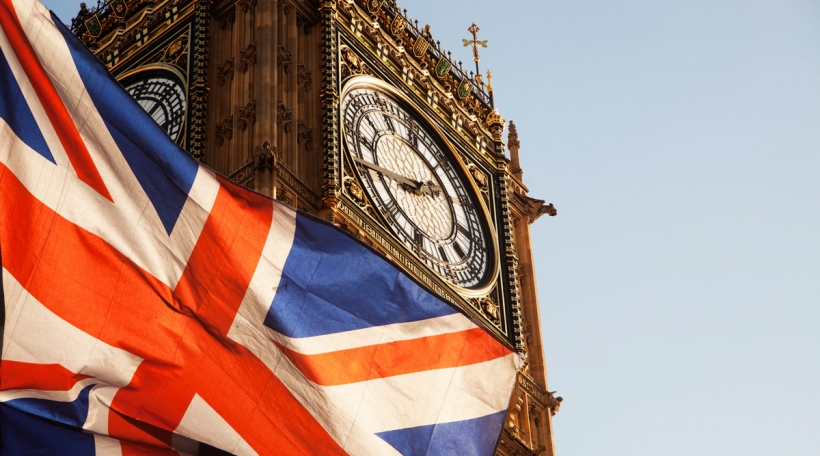Union Jack Fändel beim Big Ben