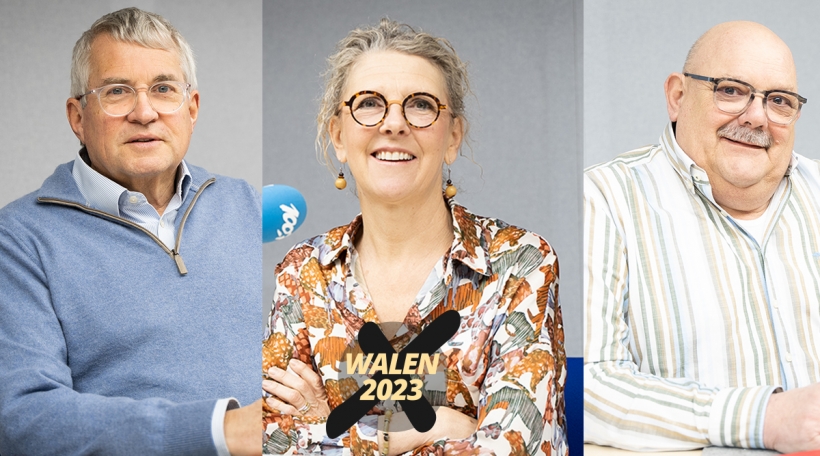 Tom Ulveling, Manon Schütz, Guy Altmeisch mat Logo Walen 2023